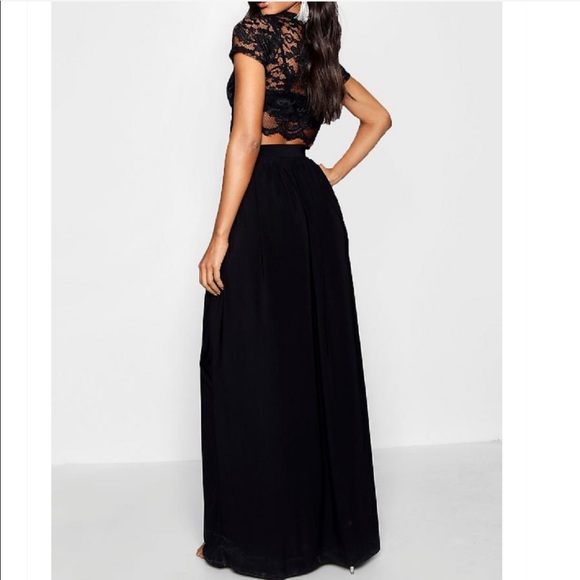 Black Lace Crop top Bralet And Maxi Skirt - Picture 4 of 6